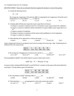 Download free-response<strong> questions</strong> from past<strong> exams</strong> along with scoring guidelines, sample responses from<strong> exam</strong> takers, and scoring distributions. . Ap chemistry kinetics multiple choice questions and answers